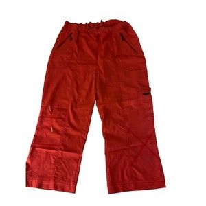 X-Wind Womens Silk-like Cargo Zip Pants Orange Drawstring Pockets Athletic L